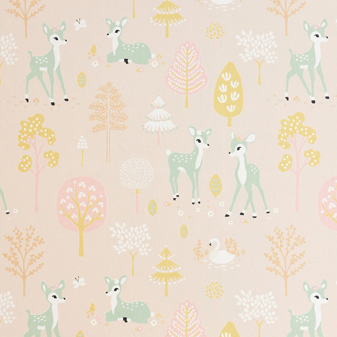 Pink Bambi and Forest wallpaper for Nursery or Kid's Room