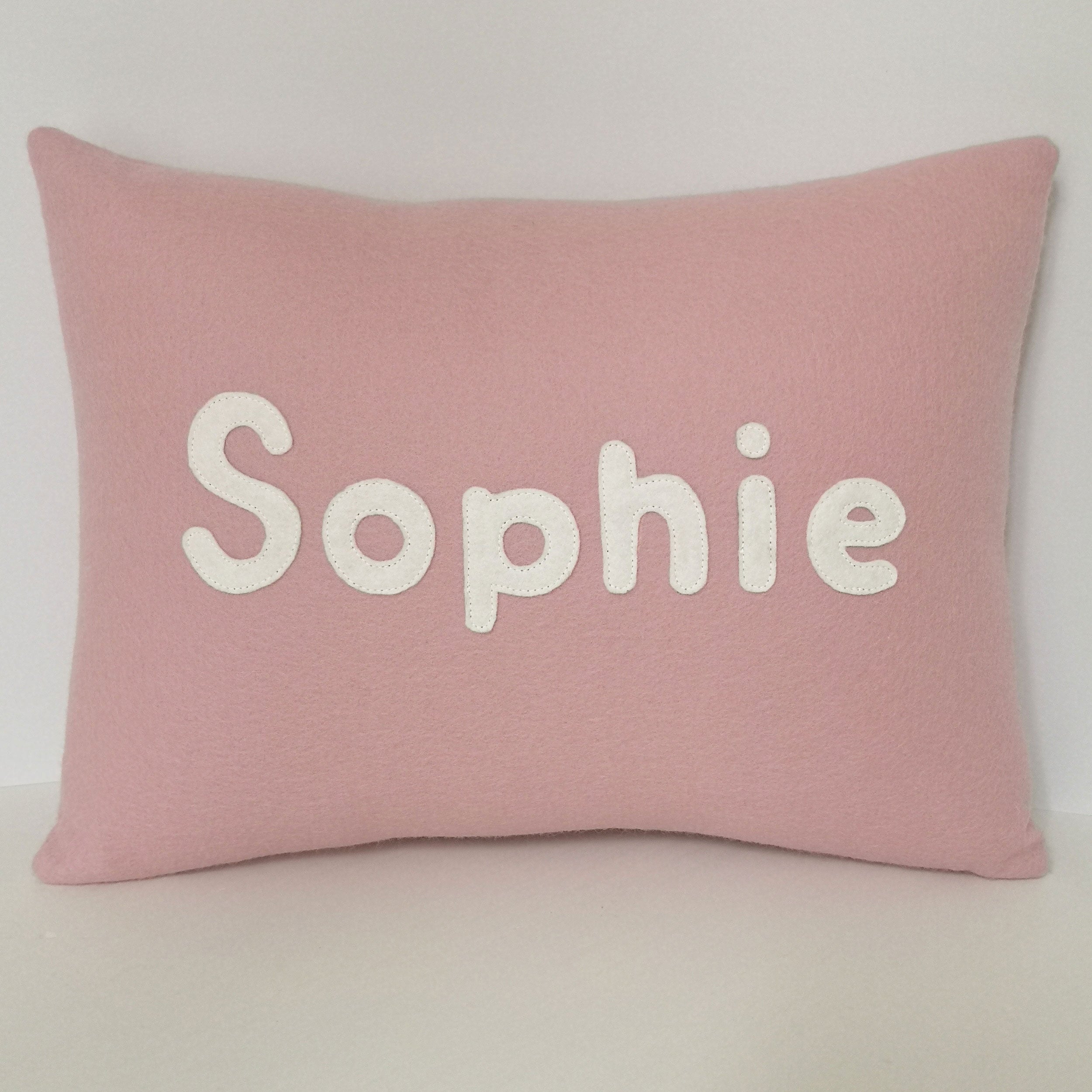 baby pink personalised cushion with name