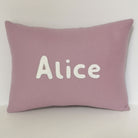 personalised name cushion in lavender purple wool felt