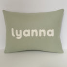 pistachio green personalised cushion with name