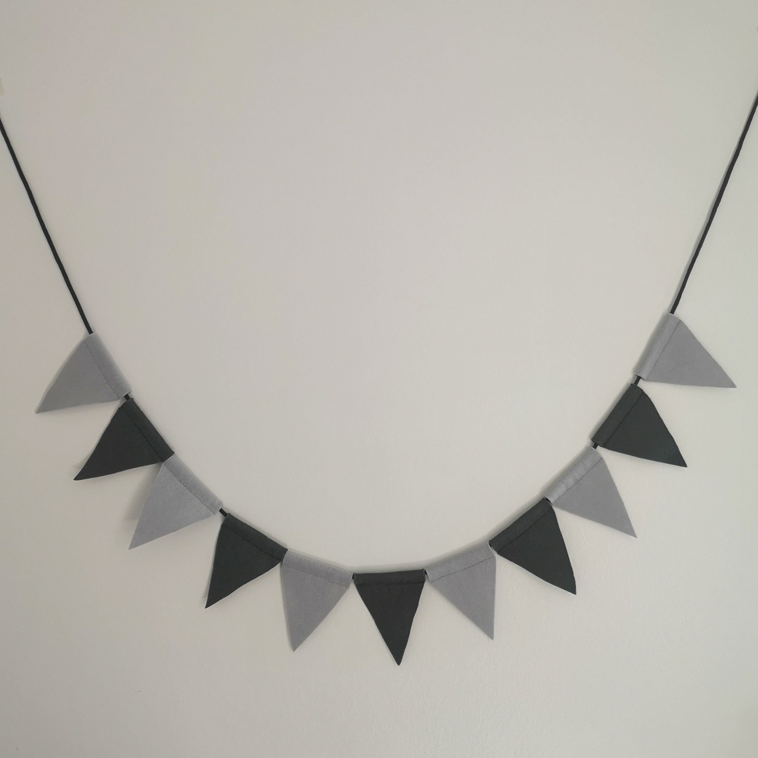 dark and light grey bunting in wool felt