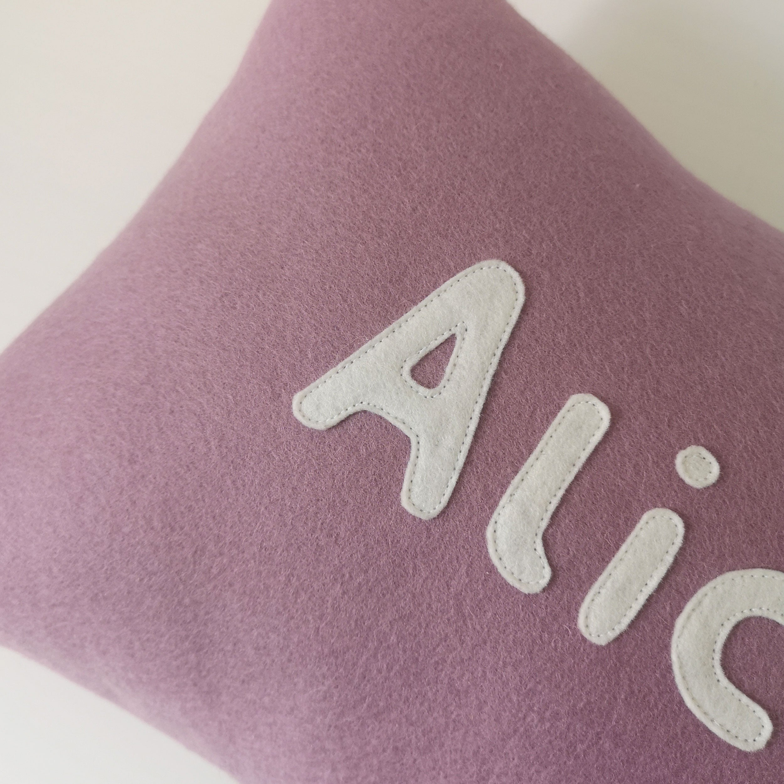 lavender purple personalised cushion with name