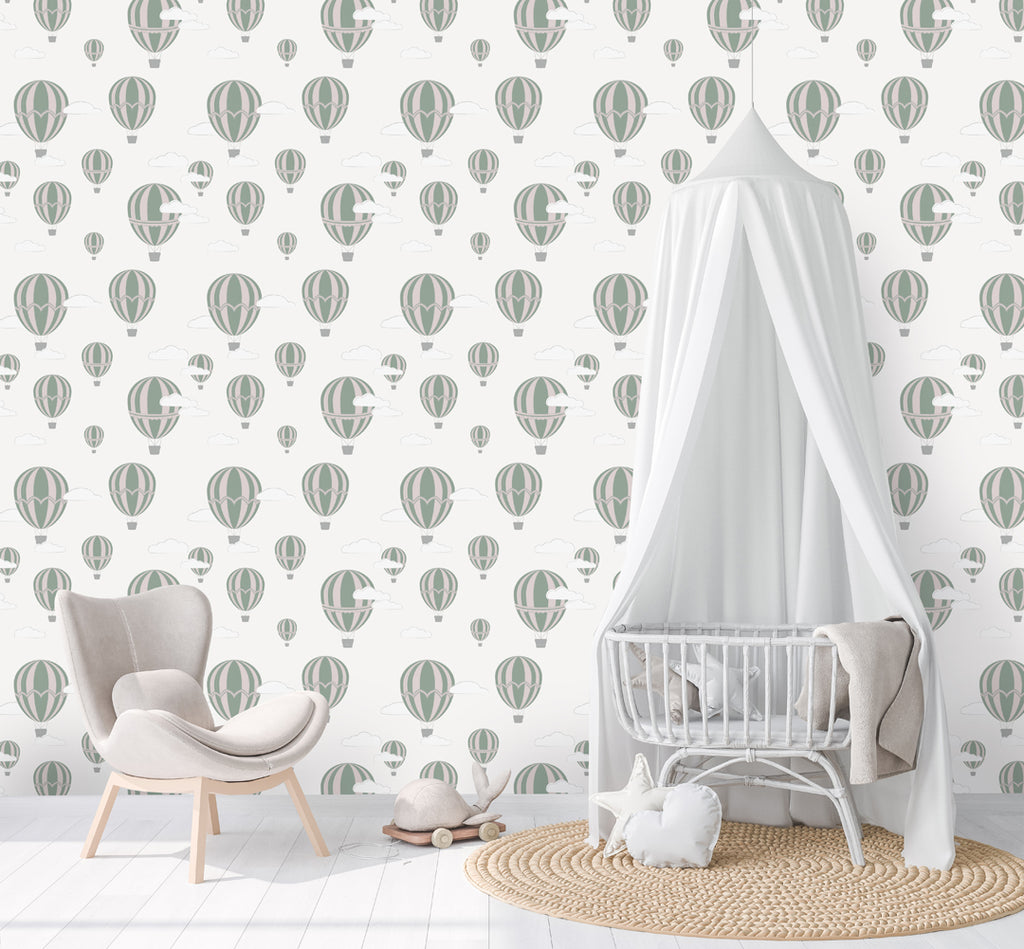 Airballoons Green Wallpaper