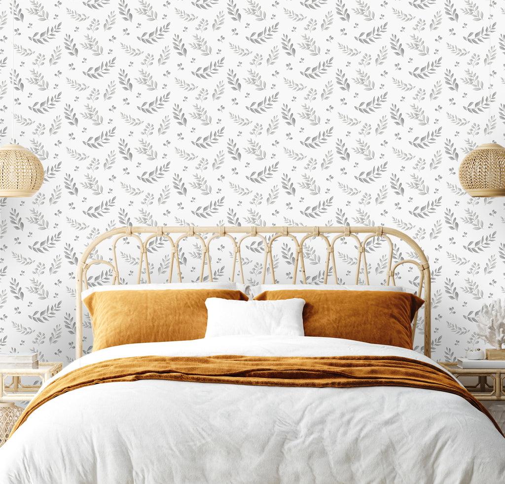 Leafy Grey Wallpaper