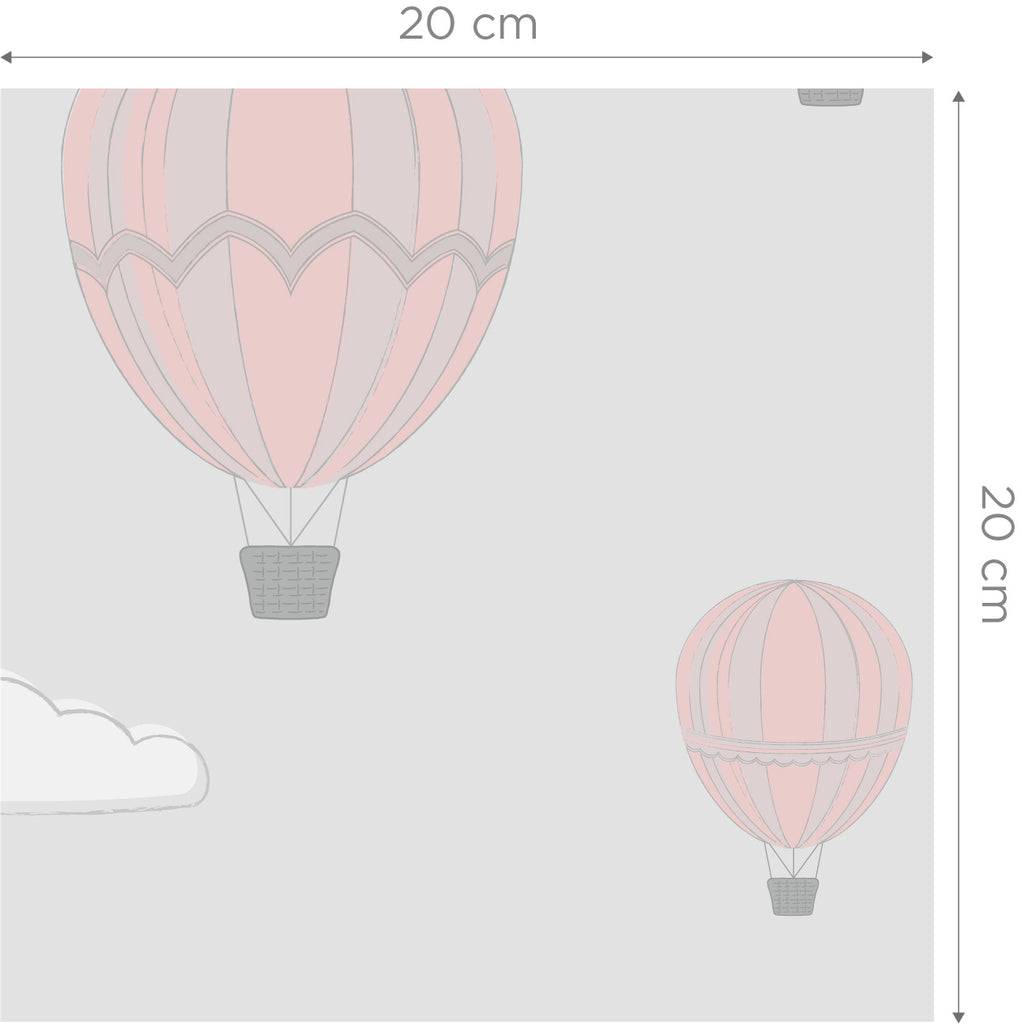 Airballoons Pink/Grey Wallpaper