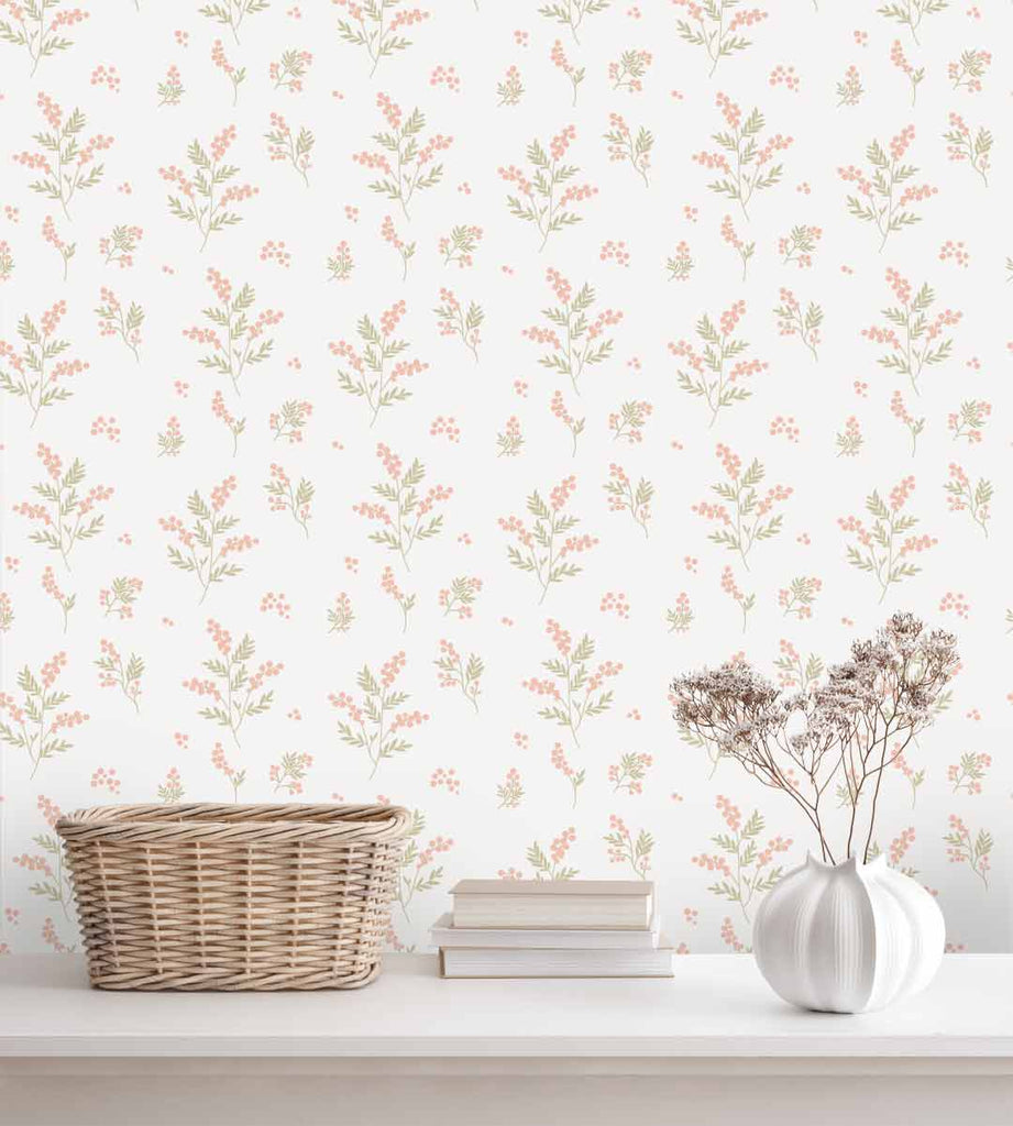 Tove Apricot/Green Wallpaper
