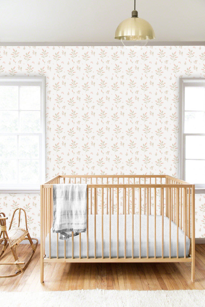Sample Tove Apricot/Green Wallpaper