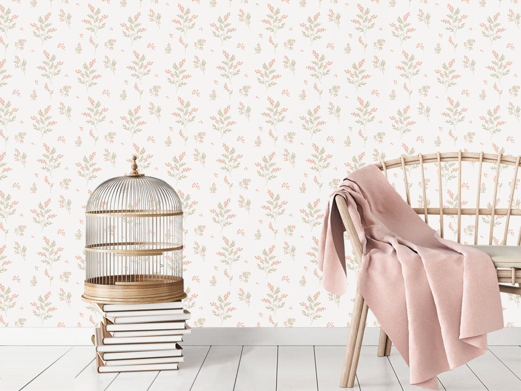 Tove Apricot/Green Wallpaper