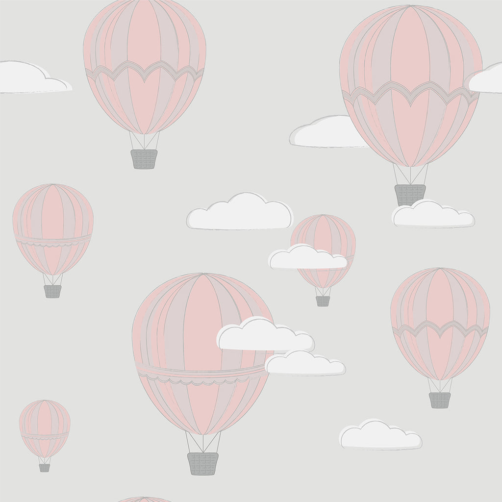 Sample Airballoons Pink/Grey Wallpaper