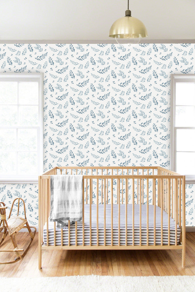 Leafy Blue Wallpaper