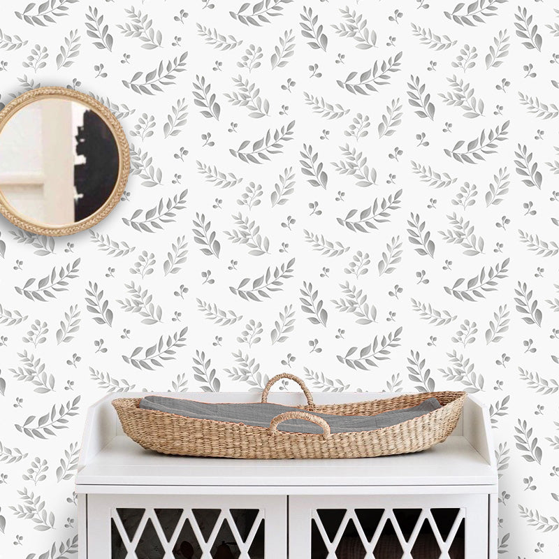 Leafy Grey Wallpaper
