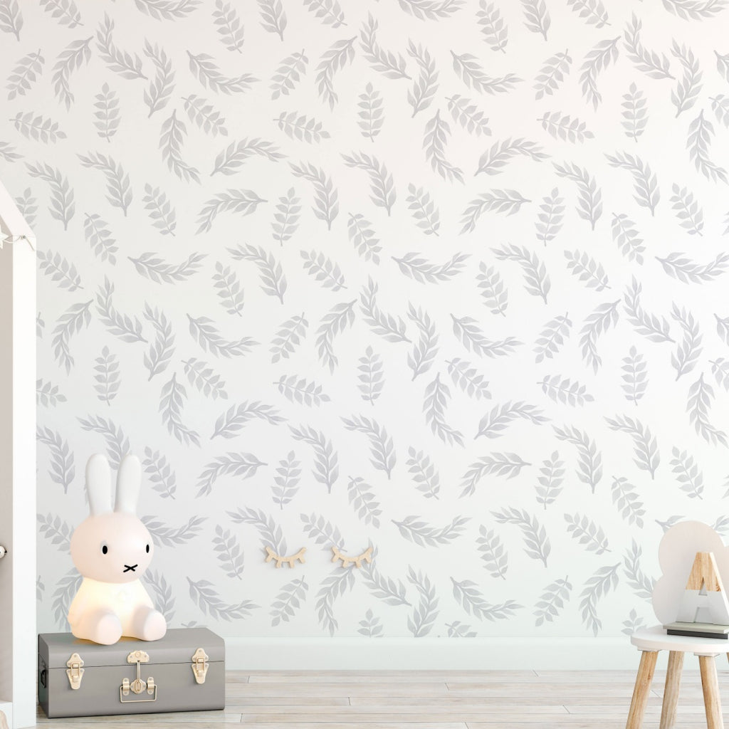 Leaves Grey Self Adhesive wallpaper for Nursery or Kid's Room