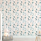 Aquarelle Flowers Peach Blue Self Adhesive wallpaper