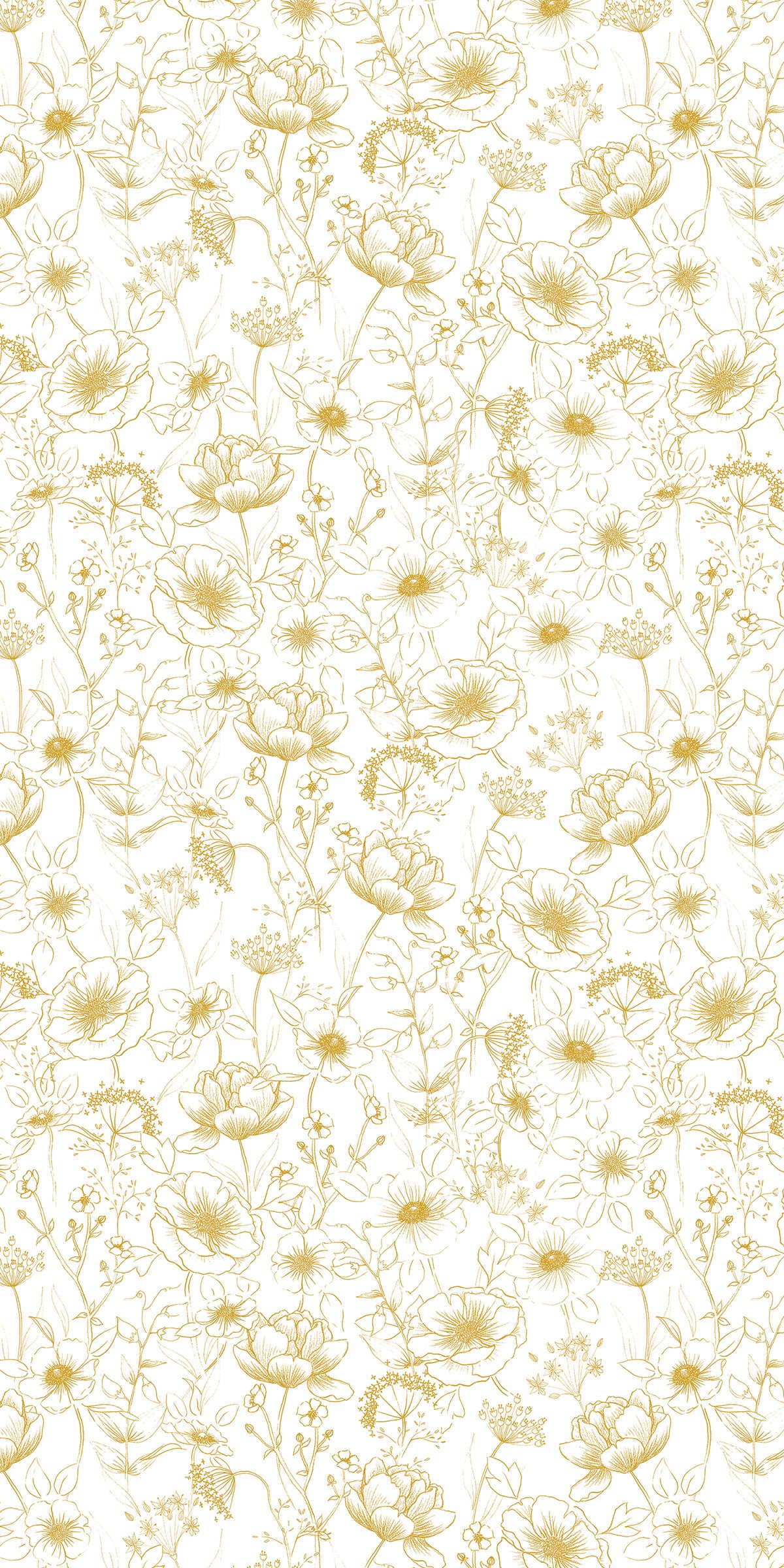 Ochre Flowers wallpaper for Nursery or Kid's Room 